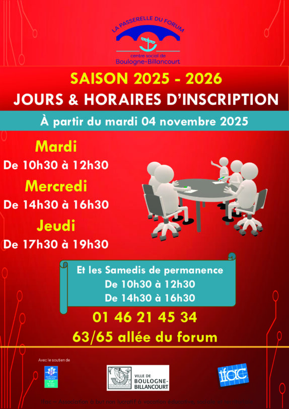 Nouveaux horaires d&rsquo;inscription