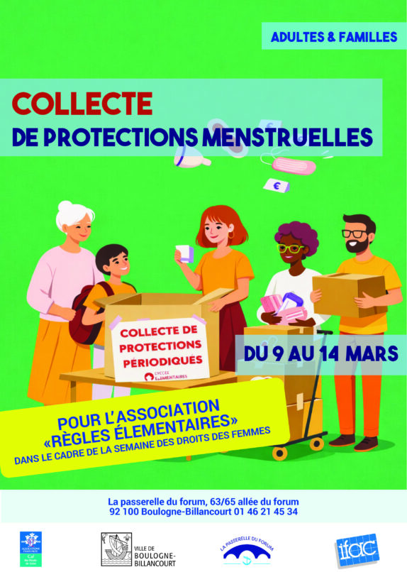 Collecte de protections mensuelles pour l&rsquo;association « Règles Élémentaires »