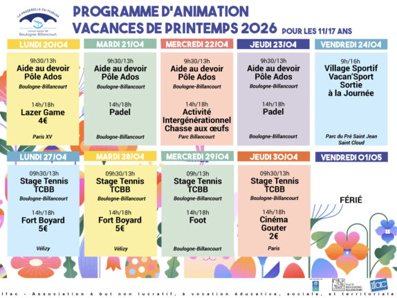 Téléchargez notre programme d&rsquo;animation des vacances de printemps !